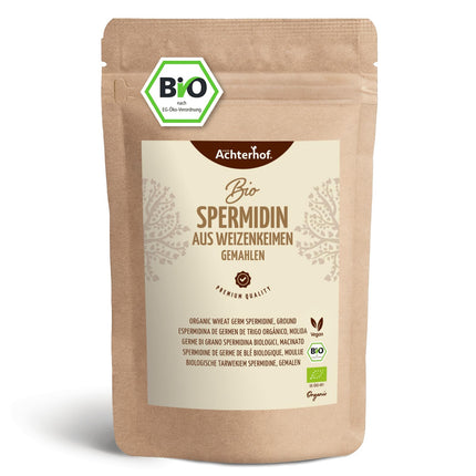 Spermidine from wheat germ organic 500g | 400 mg spermidine per kilogram | High in fiber and protein - with 32g protein per 100g | Partially defatted, finely ground powder | from Achterhof