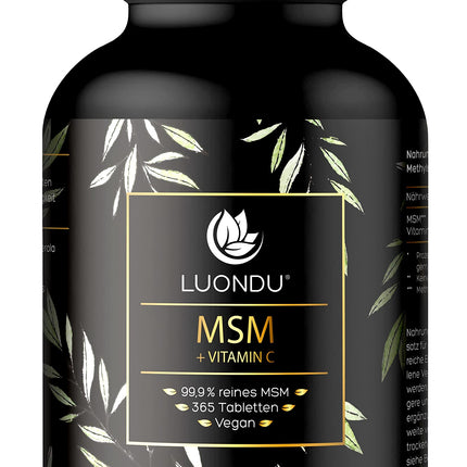 Luondu® MSM 2000mg with Vitamin C per daily dose - 365 MSM tablets high-dose - MSM sulfur tablets - MSM high-dose, vegan &amp; without additives