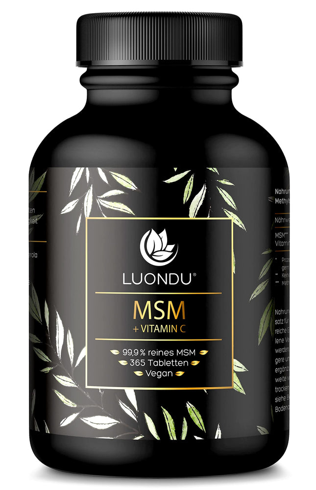 Luondu® MSM 2000mg with Vitamin C per daily dose - 365 MSM tablets high-dose - MSM sulfur tablets - MSM high-dose, vegan &amp; without additives