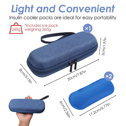 Insulin Pen Cooler Bag with 2 Ice Packs Insulin Cooler Bag Diabetic Medication Bag Insulin Pen Bag for On the Go Small Portable for Insulin Pen Insulin Syringes Medication Medical Blue