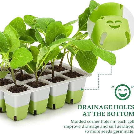 Indoor greenhouse seed tray, reusable seed tray, silicone seed tray for starting plant seeds, plant cultivation with flexible pop-out cells