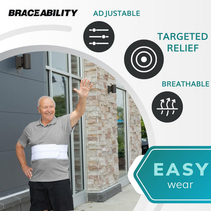 BraceAbility Elastic Broken Rib Chest Support for Cracked, Fractured, or Dislocated Ribs, Protection, Compression, and Support (Male - Fits 24-60" Chest)