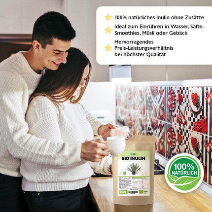 EWL Natural Products Inulin Powder ORGANIC 200g, fiber powder obtained from agave, inulin powder organic from controlled organic cultivation