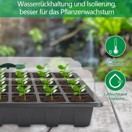 CNNIK 5 Pack Small Growing Greenhouse 120 Cells Grow Box Indoor Greenhouse Growing Set Plant Label and Tool Growing Tray Plants for Outdoor Indoor