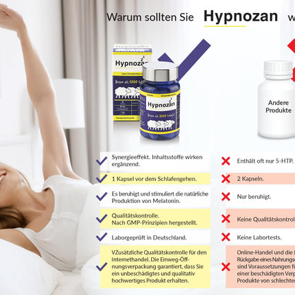 Hypnozan - Pills for better sleep Sleeping pills for adults 60 restful nights - 60 bright mornings Laboratory tested Only 1 pill before bedtime (Active pills)