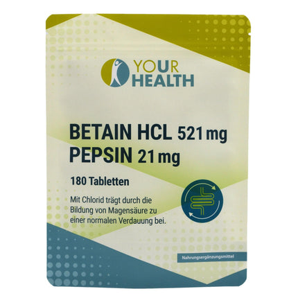 BETAINE HCL 521 mg PEPSIN 21 mg, 180 tablets, free from colorants or preservatives