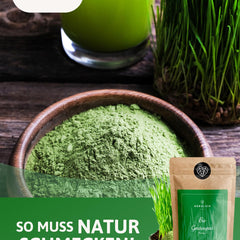 Organic Barley Grass Powder 500g | Finely ground barley grass powder | Certified organic quality | Perfect addition to smoothies, juices, golden milk, moon milk, etc. | Herzlich Natur
