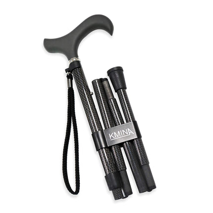KMINA PRO - Walking Stick Folding Carbon, Women's Height Adjustable, Men's Elegant, Walking Stick Black, Lightweight, Foldable, Carbon Fiber