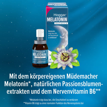 Hoggar MELATONIN balance - Sleep Spray - Food supplement with melatonin to shorten the time it takes to fall asleep and to relieve jet lag - with vitamin B6 - 20 ml spray
