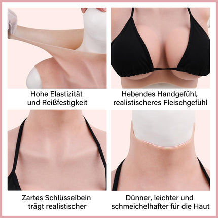 QIAOYIQIAO Silicone Fake Breasts BG Cup Realistic Breast Forms Silicone Breast Plate False Boobs for Cosplay Crossdresser Drag Queen (Cream, B Cup Silicone Filler)