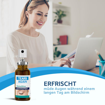 TEARS AGAIN Sensitive XL 20 ml eye spray for dry eyes - suitable for contact lenses, helps with burning and watery eyes, preservative-free