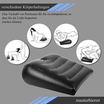 BDSMJOY Sex Furniture Set, Inflatable Sex Pillow, Erotic Pillow &amp; Ramps with Feather Tickler, Sex Dice, Blindfold, Sex Bed, Erotic Sex Toy for Both Together, Sex Toy for Couples (Black)