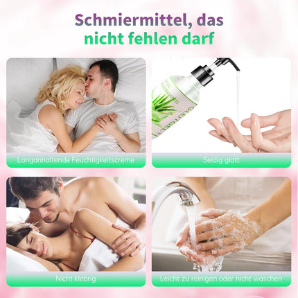 Water-based lubricant, 300 ml lubricant gel for sex, with nourishing aloe vera extracts, non-sticky, no sugar, for men and women, suitable for sex toys and condoms
