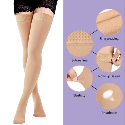 Evolyline Medical Compression Stockings, 20-30 mmHG Support Stockings for Women &amp; Men, Medical Class 2 Thigh Highs, Prevent Varicose Veins