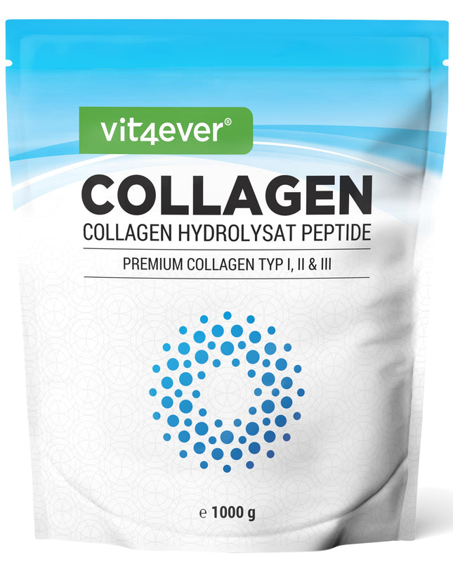 Collagen Powder 1000 g - 100% bioactive collagen hydrolysate peptides - Collagen types 1, 2 &amp; 3 - Tasteless - No additives