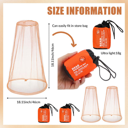Namalu 2 Pack Mosquito Net Head Net Mosquito Head Net with Carrying Bag Fly Net for Face for Outdoor Hiking Camping Beekeeping Flies Midges Insects (Khaki)