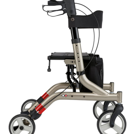 Bischoff &amp; Bischoff Capero Rollator, foldable – Lightweight rollator for indoor and outdoor use, walker with back strap, cane holder and removable mesh bag, platinum