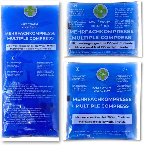 LisaCare Gel Cooling Pads - 3 Sizes Cooling Gel Pad - Cooling Gel Pad Set - Cold &amp; Warm Compress for Children &amp; Adults - Acute Treatment of Pain and Fever - Microwave Safe (Set)