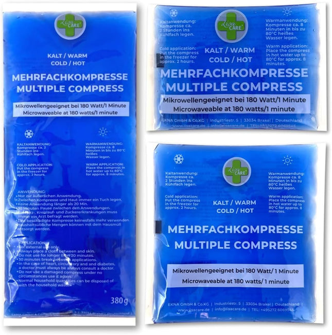 LisaCare Gel Cooling Pads - 3 Sizes Cooling Gel Pad - Cooling Gel Pad Set - Cold &amp; Warm Compress for Children &amp; Adults - Acute Treatment of Pain and Fever - Microwave Safe (Set)