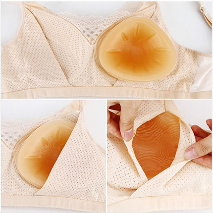 DFGGE Self-adhesive Triangle Breast Prosthesis Cup AA- F Silicone Breast Forms 200-1200G Reusable Fake Breast For Crossdresser Transgender Mastectomy, Nude, B~cup（400g/pair）