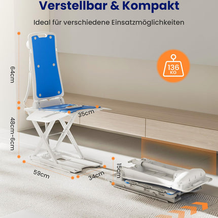 VOCIC Electric Riser Chair, Multifunctional, Supports Getting Up from the Floor, Height Adjustable up to 68 cm, Ideal for Seniors, Load Capacity up to 136 kg