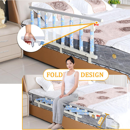 Bed rail, medical aid equipment, foldable bed rail safety side protection, steel bed rail with foam cushion for elderly seniors adults children, 7 vertical bars (size: 106x40cm)