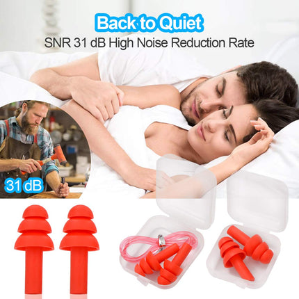 Earplugs for hearing protection, 14 pairs of earplugs SNR 31dB, made of reusable silicone, waterproof, soft hearing protection for sleeping and for airplanes, hearing protection earplugs with portable box - colorful