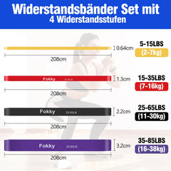 Fokky Fitness Bands Resistance Bands Set with 4 Levels, Resistance Bands with Door Anchor, Handles, Protective Cover, Carrying Bag &amp; Training Instructions, Pull-Up Bands for Stretching/Yoga/Pull-Ups/Strength Training