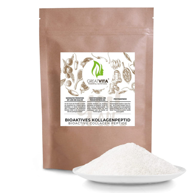 Bioactive Collagen Powder 400g | Premium Quality - Pure Powder | Hydrolysate Peptide Type Collagen Protein - Flavorful, No Additives | GreatVita