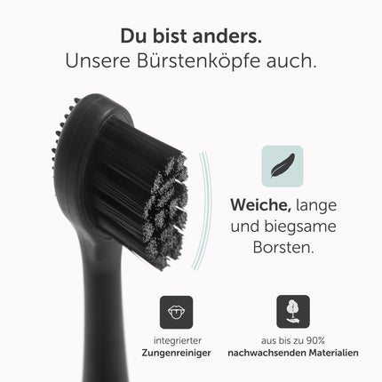 Wondersmile replacement brushes sonic toothbrush (Soft, Ultimate Black, 4-pack) - brush heads for Wondersmile sonic toothbrush