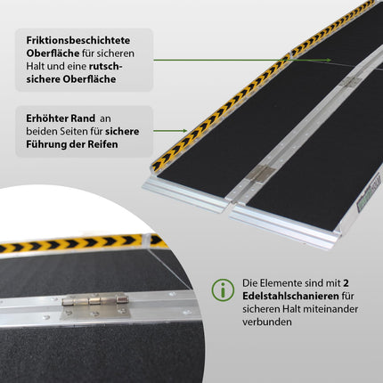 TRUTZHOLM wheelchair ramp foldable 183 cm load capacity 272 kg aluminum grey black coated access ramp