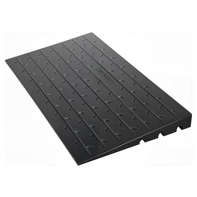 VEVOR Rubber Threshold Ramp, 10.2 cm Rise, Door Threshold Ramp, 3-Channel Cable Cover, Solid Rubber Threshold Ramp, with a Load Capacity of 1 T for Wheelchairs and Scooters
