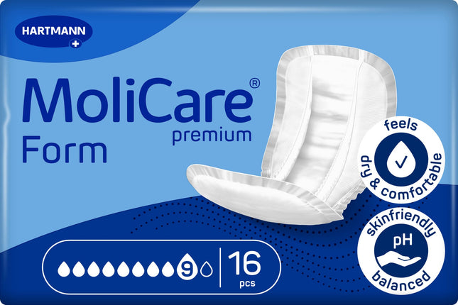 Molicare Premium Form 9 drops, for severe incontinence: maximum safety, extra leakage protection and discretion for women and men, to be used with MoliCare Premium Fixpants, 16 pieces