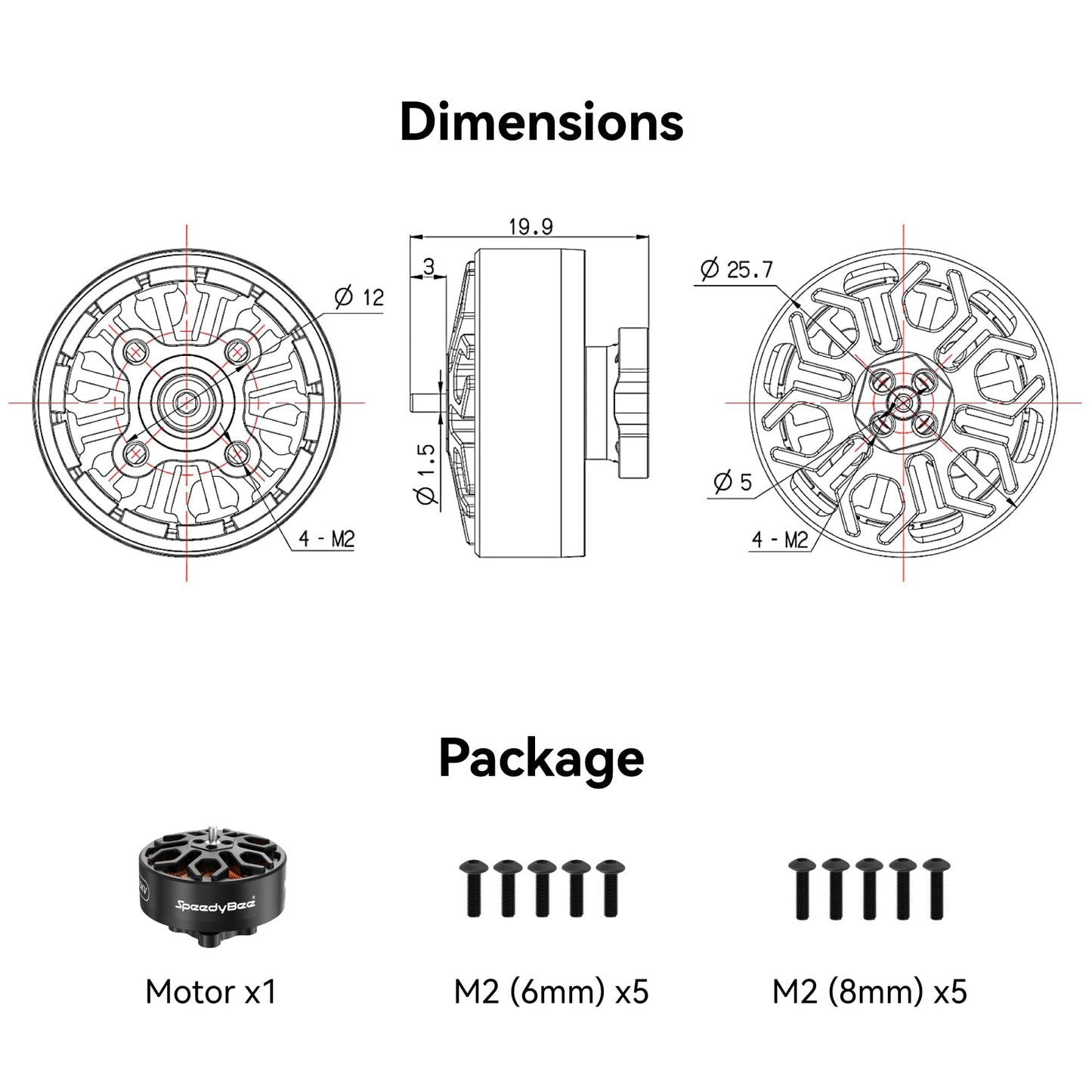 2006 1950KV FPV Drohnenmotor - 6S Bürstenloser Motor für 3,5, 4, 5 Zoll FPV Drohne QAV Quadcopter - 4 Stück
