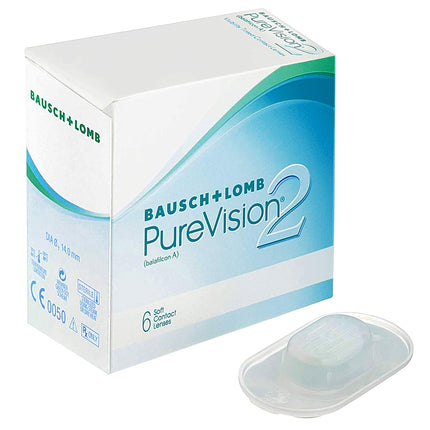 Bausch + Lomb PureVision 2 monthly lenses, very thin spherical contact lenses, soft, 6 pieces / BC 8.6 mm / DIA 14 / -2.50 diopters