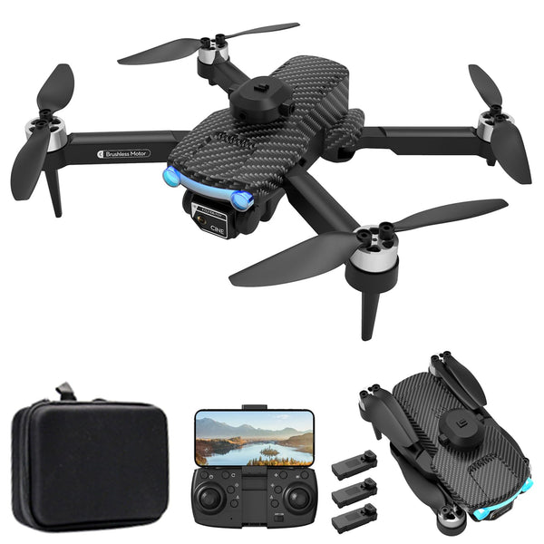 Drone with 4K Camera XT204 Dual 2.4G Brushless Gesture Photography, 6-Axis Gyro, Optical Flow Positioning, 360° Obstacle Detection, Foldable Gift for Adults Children 3 Batteries