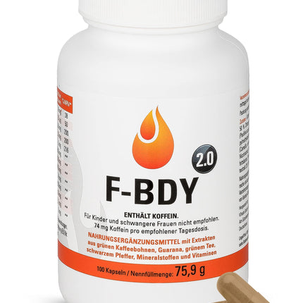 Vihado F-BDY 2.0 – Capsules for a normal metabolism with plant substances and vitamins – stimulating with green coffee extract – normal carbohydrate and fatty acid metabolism with zinc