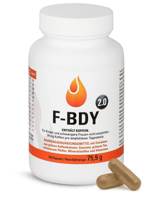 Vihado F-BDY 2.0 – Capsules for a normal metabolism with plant substances and vitamins – stimulating with green coffee extract – normal carbohydrate and fatty acid metabolism with zinc