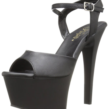 Pleaser Women's ASPIRE-609 Open Sandals, Black (Blk Faux Leather/Blk Matte), 38 EU