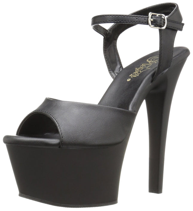 Pleaser Women's ASPIRE-609 Open Sandals, Black (Blk Faux Leather/Blk Matte), 38 EU