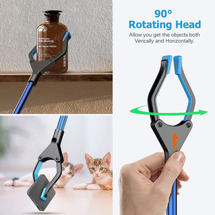 YAUNGEL Foldable Grabber, Grabber for Seniors, Garbage Picker, Long 81cm Grabber Stick with Strong Grip, Magnetic Tip, Lightweight 90° Rotatable Head for Garbage/Litter Picker, Hand Grabber (Blue)