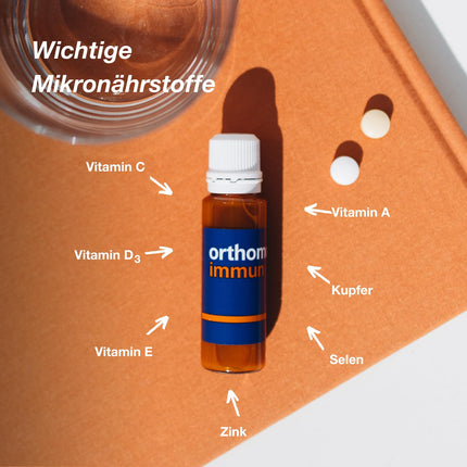 Orthomol Immun - Micronutrients to support the immune system - with vitamin C, vitamin D and zinc - Drinking ampoules/tablets, 30 daily portions