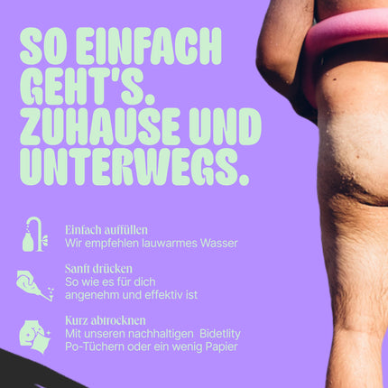 Bidetlity Pod Shower &amp; Intimate Shower 3.0 - Replaces wet wipes, saves toilet paper, new shower head, home and as a mobile travel bidet, sustainable butt shower, portable, including travel bag, BPA-free