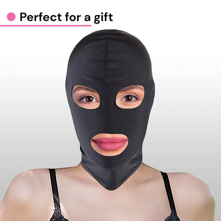 BDSM mask by FOPS 100% spandex SM mask S/M for slaves &amp; role plays stretchable up to 58 cm eyes &amp; mouth free breathable &amp; comfortable perfect for hot control &amp; stimulation games black FOPS B23-1