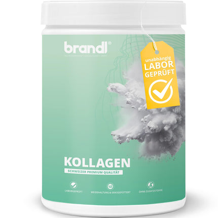 Collagen powder from Swiss pasture-fed farming | Tasteless &amp; independently laboratory-tested | 550g Premium Collagen Powder from brandl® &amp; Collaswiss®