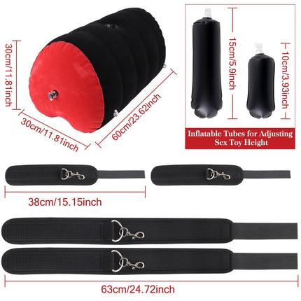 Sex Position Pillow, Dildo Holder with Adjustable Wrist and Thigh Restraints, Sex Bondage Set, Bedroom Sex Furniture – Sex Body Positioner for Couples (red-black)