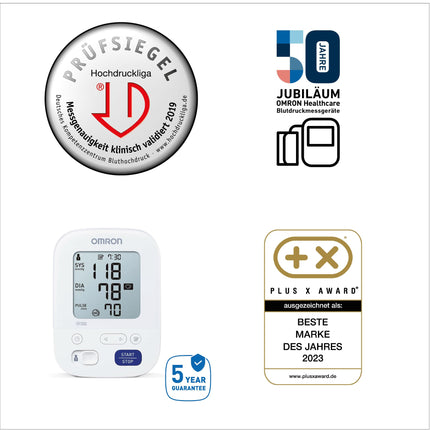 OMRON X3 Comfort - Automatic upper arm blood pressure monitor | "Good" Stiftung Warentest 09/20, clinically validated | also for diabetics &amp; pregnant women | 22-42cm Intelli Wrap cuff - safe use