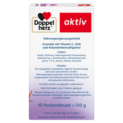 Doppelherz Hot Elderberry - Vitamin C and Zinc to support the normal function of the immune system - hot and cold - vegan - 10 Sachets