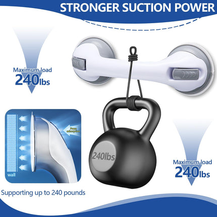 Grab handles for seniors 2 pieces, grab handle shower with strong hold suction cup handle, bathroom grab handle, stand-up aid suction handle, safety bar for shower bench