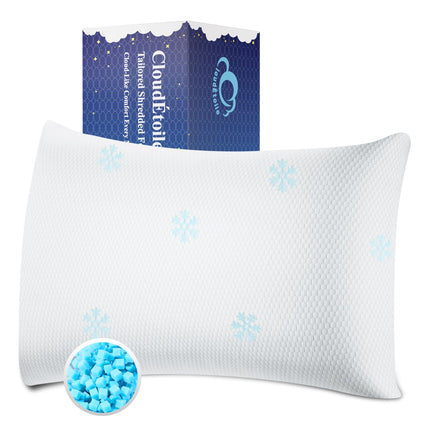 CloudÉtoile Memory Foam Pillow - Height Adjustable Orthopedic Pillow with Shredded Memory Foam Ergonomic Neck Pillow, Side Sleeper Pillow 50x30cm